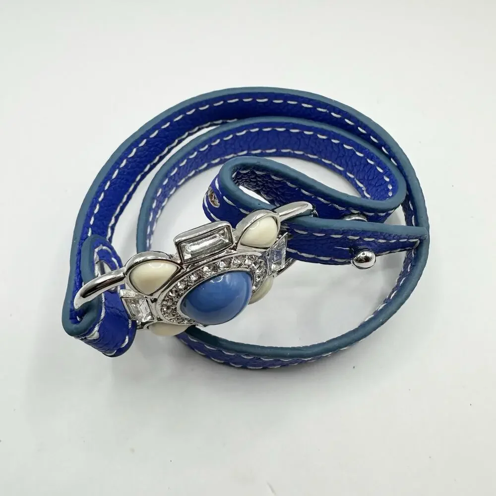 Lia Sophia Under Wraps Floral Wrap Bracelet Lapis Floral faux leather